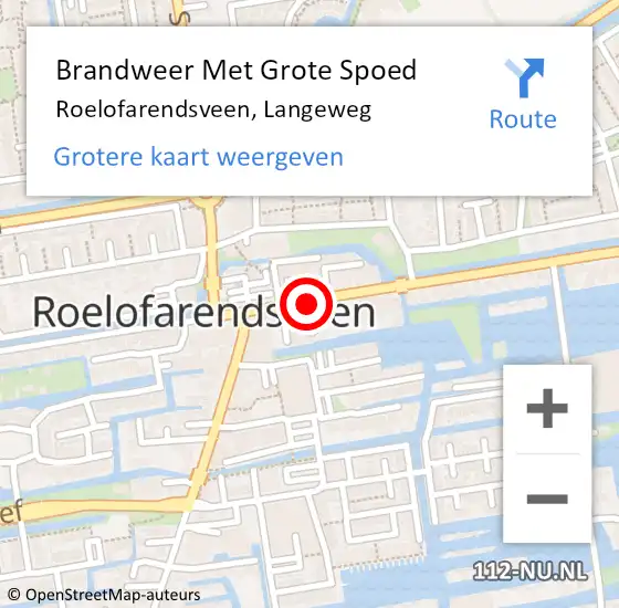 Locatie op kaart van de 112 melding: Brandweer Met Grote Spoed Naar Roelofarendsveen, Langeweg op 7 november 2014 04:19