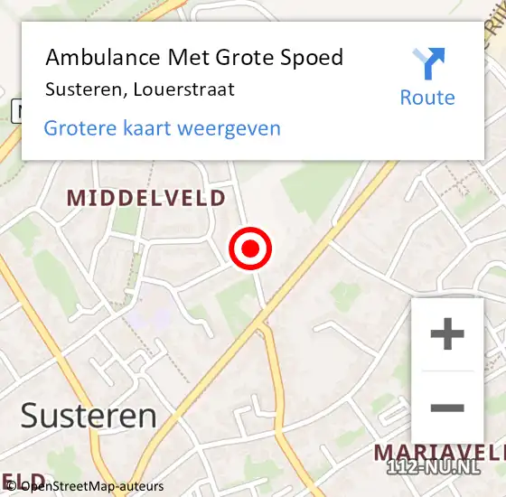 Locatie op kaart van de 112 melding: Ambulance Met Grote Spoed Naar Susteren, Louerstraat op 7 november 2014 05:52