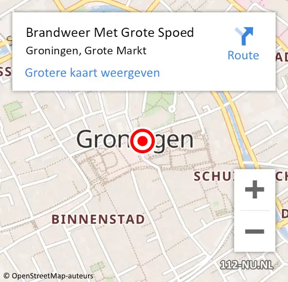 Locatie op kaart van de 112 melding: Brandweer Met Grote Spoed Naar Groningen, Grote Markt op 18 februari 2025 17:56