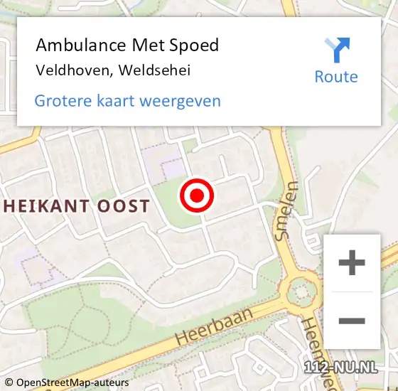 Locatie op kaart van de 112 melding: Ambulance Met Spoed Naar Veldhoven, Weldsehei op 7 november 2014 06:33