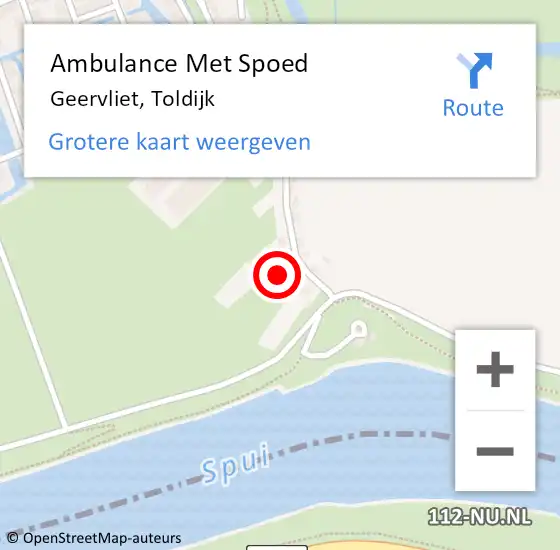 Locatie op kaart van de 112 melding: Ambulance Met Spoed Naar Geervliet, Toldijk op 18 februari 2025 20:38