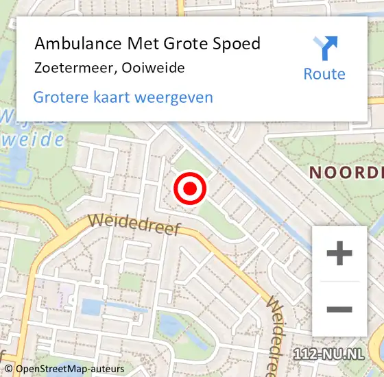 Locatie op kaart van de 112 melding: Ambulance Met Grote Spoed Naar Zoetermeer, Ooiweide op 7 november 2014 07:06