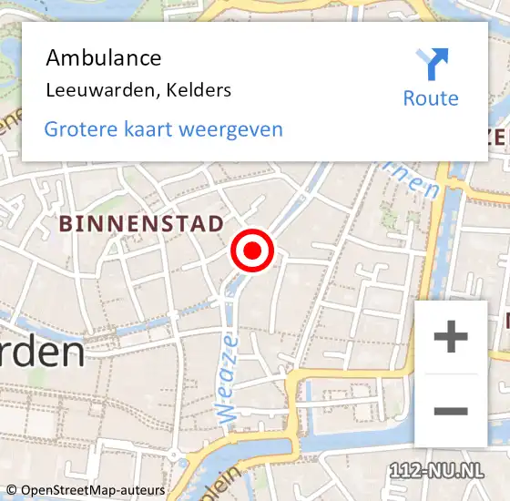 Locatie op kaart van de 112 melding: Ambulance Leeuwarden, Kelders op 20 oktober 2013 07:39