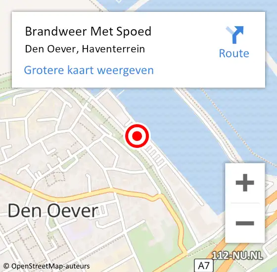 Locatie op kaart van de 112 melding: Brandweer Met Spoed Naar Den Oever, Haventerrein op 7 november 2014 07:54