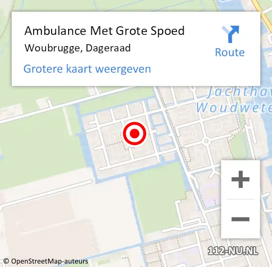 Locatie op kaart van de 112 melding: Ambulance Met Grote Spoed Naar Woubrugge, Dageraad op 20 oktober 2013 07:49