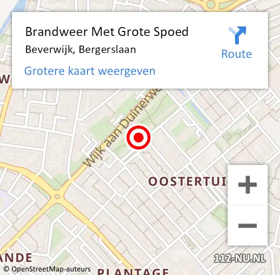 Locatie op kaart van de 112 melding: Brandweer Met Grote Spoed Naar Beverwijk, Bergerslaan op 19 februari 2025 11:33