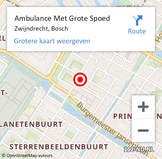 Locatie op kaart van de 112 melding: Ambulance Met Grote Spoed Naar Zwijndrecht, Bosch op 19 februari 2025 14:06