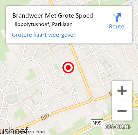 Locatie op kaart van de 112 melding: Brandweer Met Grote Spoed Naar Hippolytushoef, Parklaan op 19 februari 2025 19:55