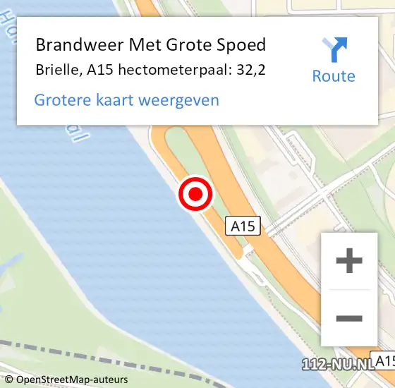 Locatie op kaart van de 112 melding: Brandweer Met Grote Spoed Naar Brielle, A15 hectometerpaal: 32,2 op 20 februari 2025 05:51