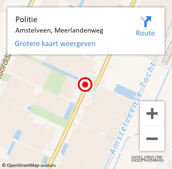 Locatie op kaart van de 112 melding: Politie Amstelveen, Meerlandenweg op 7 november 2014 09:57