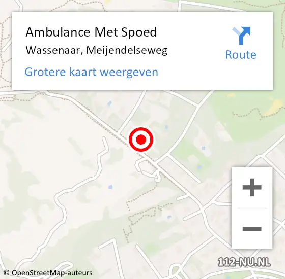 Locatie op kaart van de 112 melding: Ambulance Met Spoed Naar Wassenaar, Meijendelseweg op 20 februari 2025 07:50