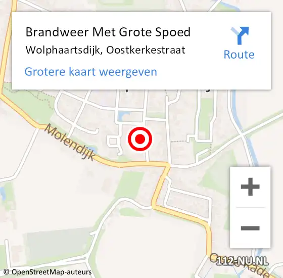 Locatie op kaart van de 112 melding: Brandweer Met Grote Spoed Naar Wolphaartsdijk, Oostkerkestraat op 7 november 2014 10:27