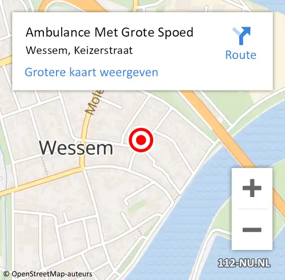 Locatie op kaart van de 112 melding: Ambulance Met Grote Spoed Naar Wessem, Keizerstraat op 7 november 2014 10:31