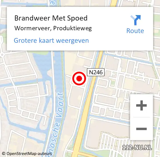 Locatie op kaart van de 112 melding: Brandweer Met Spoed Naar Wormerveer, Produktieweg op 7 november 2014 10:35