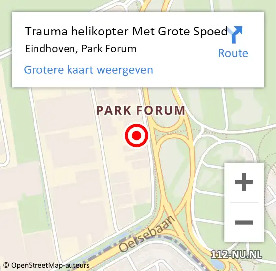 Locatie op kaart van de 112 melding: Trauma helikopter Met Grote Spoed Naar Eindhoven, Park Forum op 20 februari 2025 20:24