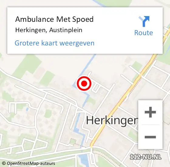 Locatie op kaart van de 112 melding: Ambulance Met Spoed Naar Herkingen, Austinplein op 7 november 2014 11:28