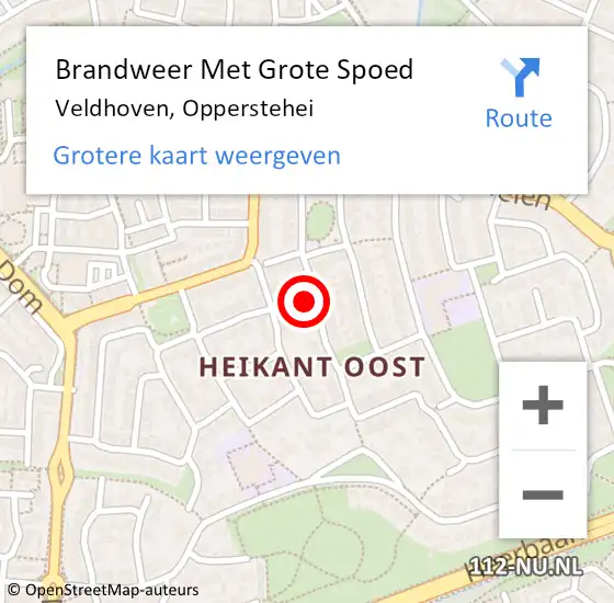Locatie op kaart van de 112 melding: Brandweer Met Grote Spoed Naar Veldhoven, Opperstehei op 21 februari 2025 08:24