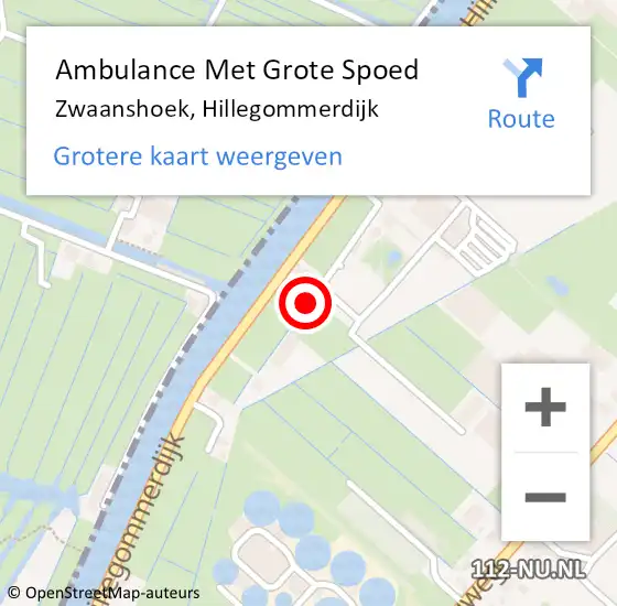 Locatie op kaart van de 112 melding: Ambulance Met Grote Spoed Naar Zwaanshoek, Hillegommerdijk op 21 februari 2025 09:21