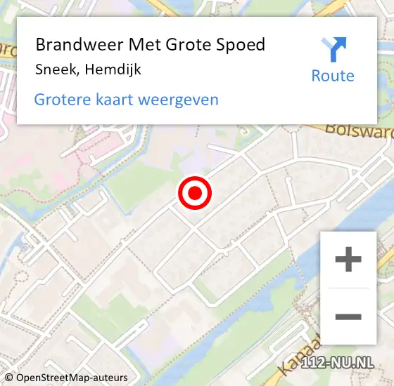 Locatie op kaart van de 112 melding: Brandweer Met Grote Spoed Naar Sneek, Hemdijk op 7 november 2014 12:05