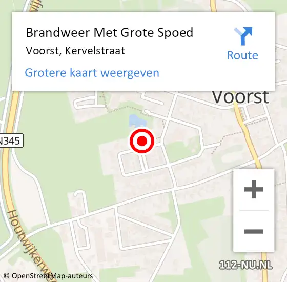 Locatie op kaart van de 112 melding: Brandweer Met Grote Spoed Naar Voorst, Kervelstraat op 7 november 2014 12:25