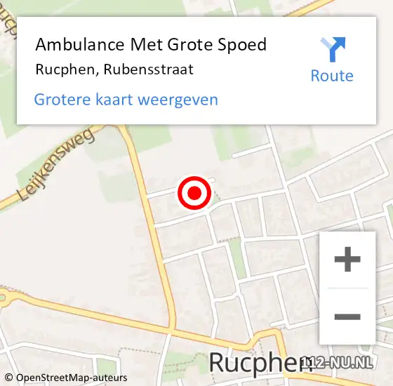 Locatie op kaart van de 112 melding: Ambulance Met Grote Spoed Naar Rucphen, Rubensstraat op 20 oktober 2013 08:48