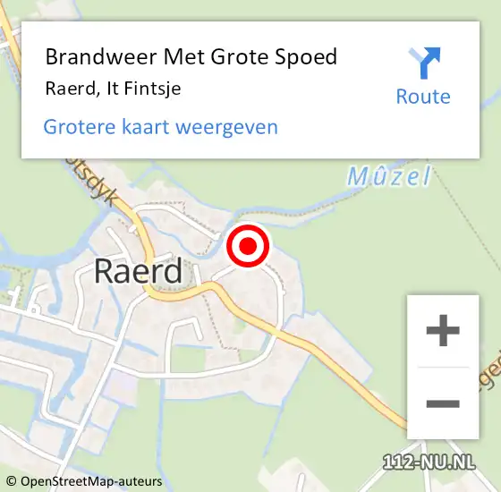 Locatie op kaart van de 112 melding: Brandweer Met Grote Spoed Naar Raerd, It Fintsje op 7 november 2014 12:44