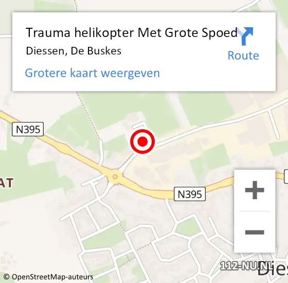 Locatie op kaart van de 112 melding: Trauma helikopter Met Grote Spoed Naar Diessen, De Buskes op 21 februari 2025 16:38