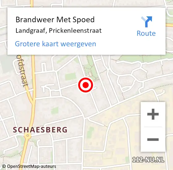 Locatie op kaart van de 112 melding: Brandweer Met Spoed Naar Landgraaf, Prickenleenstraat op 21 februari 2025 17:19