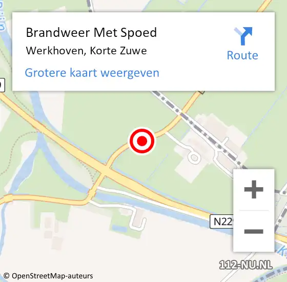 Locatie op kaart van de 112 melding: Brandweer Met Spoed Naar Werkhoven, Korte Zuwe op 20 oktober 2013 08:52