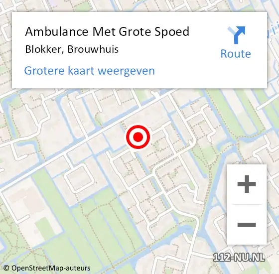 Locatie op kaart van de 112 melding: Ambulance Met Grote Spoed Naar Blokker, Brouwhuis op 21 februari 2025 19:49