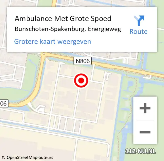 Locatie op kaart van de 112 melding: Ambulance Met Grote Spoed Naar Bunschoten-Spakenburg, Energieweg op 7 november 2014 13:10