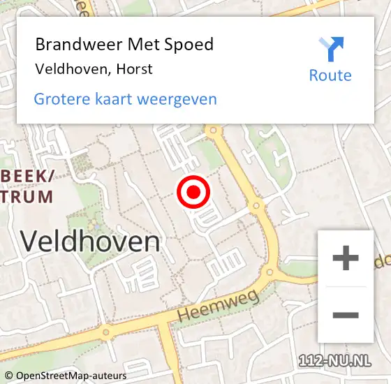 Locatie op kaart van de 112 melding: Brandweer Met Spoed Naar Veldhoven, Horst op 21 februari 2025 22:04