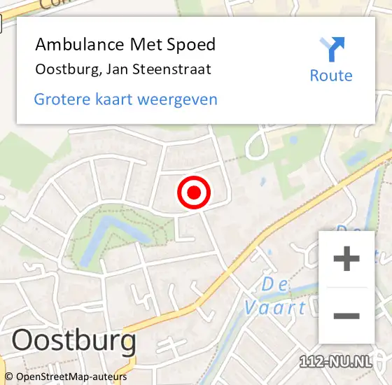 Locatie op kaart van de 112 melding: Ambulance Met Spoed Naar Oostburg, Jan Steenstraat op 20 oktober 2013 08:58