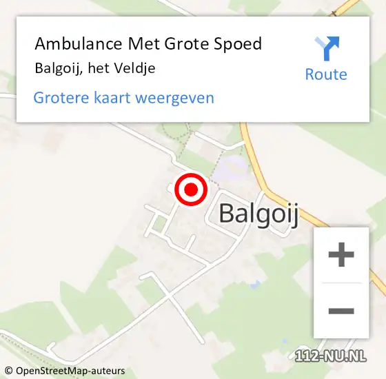 Locatie op kaart van de 112 melding: Ambulance Met Grote Spoed Naar Balgoij, het Veldje op 20 oktober 2013 08:58