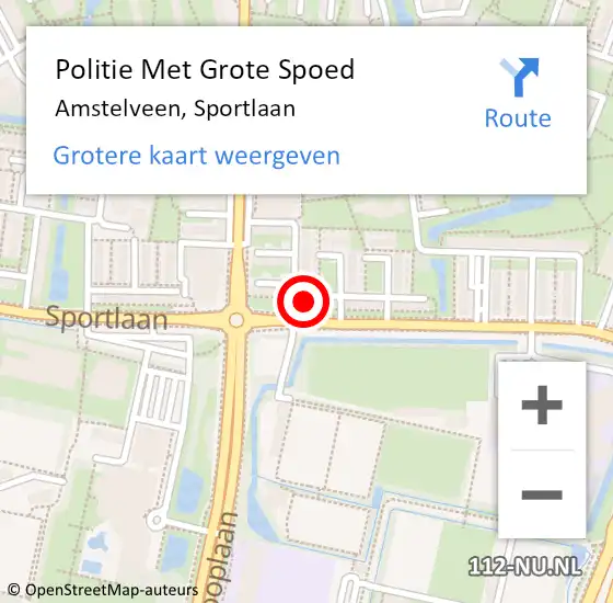 Locatie op kaart van de 112 melding: Politie Met Grote Spoed Naar Amstelveen, Sportlaan op 22 februari 2025 08:55