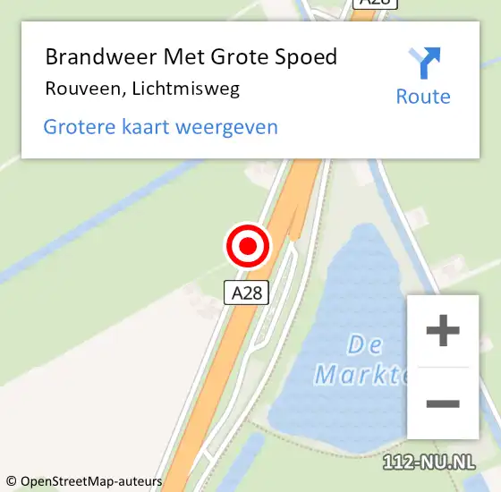 Locatie op kaart van de 112 melding: Brandweer Met Grote Spoed Naar Rouveen, Lichtmisweg op 7 november 2014 13:50