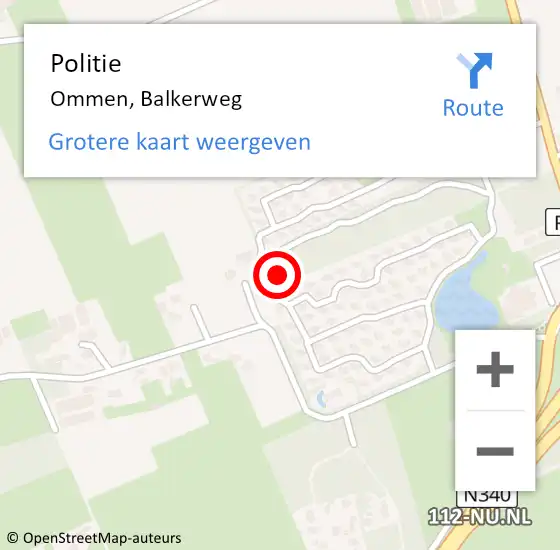 Locatie op kaart van de 112 melding: Politie Ommen, Balkerweg op 22 februari 2025 14:55