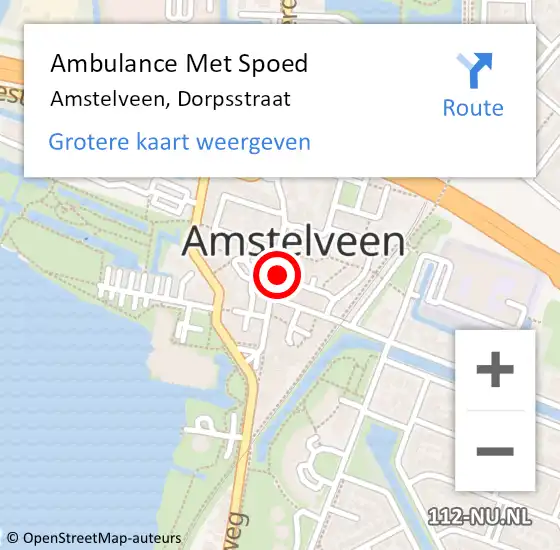 Locatie op kaart van de 112 melding: Ambulance Met Spoed Naar Amstelveen, Dorpsstraat op 22 februari 2025 20:50