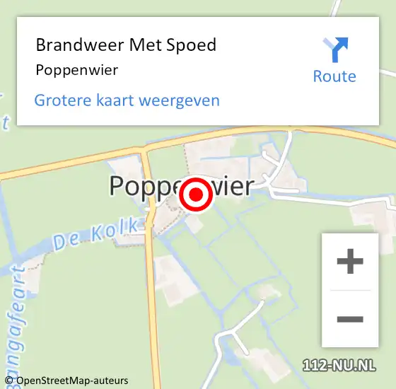 Locatie op kaart van de 112 melding: Brandweer Met Spoed Naar Poppenwier op 20 oktober 2013 09:17