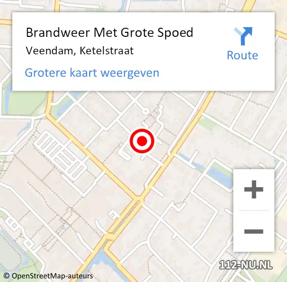 Locatie op kaart van de 112 melding: Brandweer Met Grote Spoed Naar Veendam, Ketelstraat op 7 november 2014 15:02