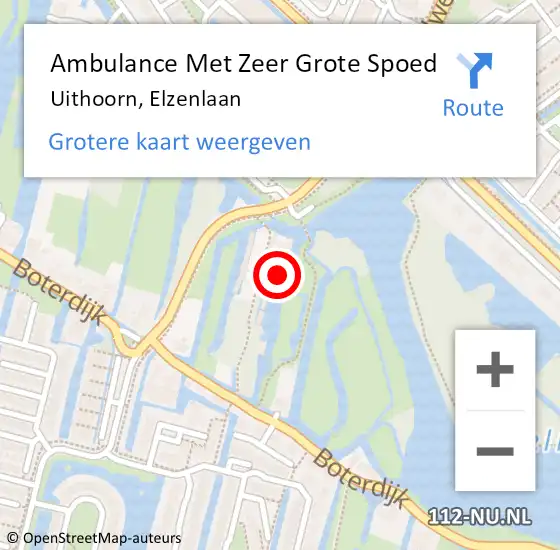Locatie op kaart van de 112 melding: Ambulance Met Zeer Grote Spoed Naar Uithoorn, Elzenlaan op 23 februari 2025 09:54