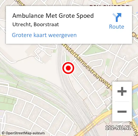 Locatie op kaart van de 112 melding: Ambulance Met Grote Spoed Naar Utrecht, Boorstraat op 7 november 2014 16:11