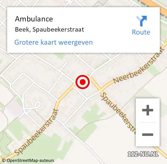 Locatie op kaart van de 112 melding: Ambulance Beek, Spaubeekerstraat op 7 november 2014 16:31