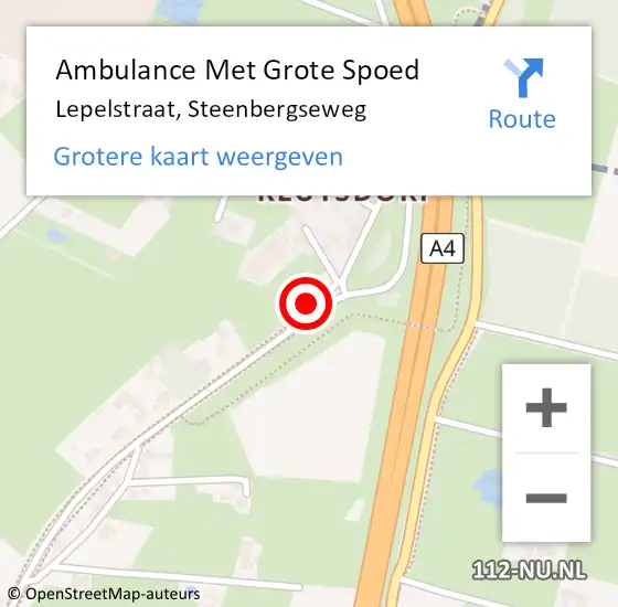 Locatie op kaart van de 112 melding: Ambulance Met Grote Spoed Naar Lepelstraat, Steenbergseweg op 7 november 2014 16:35