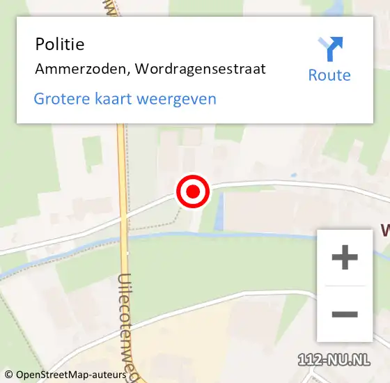 Locatie op kaart van de 112 melding: Politie Ammerzoden, Wordragensestraat op 7 november 2014 16:50