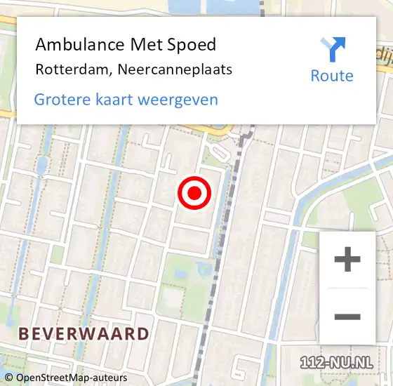 Locatie op kaart van de 112 melding: Ambulance Met Spoed Naar Rotterdam, Neercanneplaats op 24 februari 2025 04:44