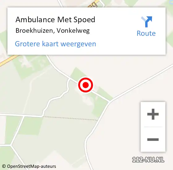 Locatie op kaart van de 112 melding: Ambulance Met Spoed Naar Broekhuizen, Vonkelweg op 7 november 2014 16:51