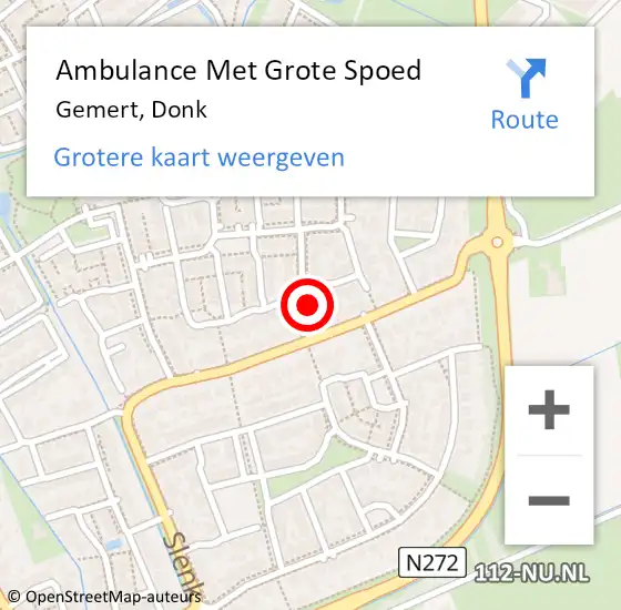 Locatie op kaart van de 112 melding: Ambulance Met Grote Spoed Naar Gemert, Donk op 7 november 2014 17:12