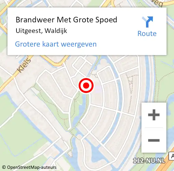 Locatie op kaart van de 112 melding: Brandweer Met Grote Spoed Naar Uitgeest, Waldijk op 7 november 2014 17:34