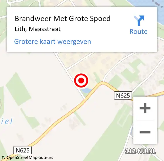Locatie op kaart van de 112 melding: Brandweer Met Grote Spoed Naar Lith, Maasstraat op 24 februari 2025 12:58